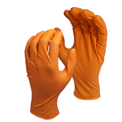 NITRILE DISPOSABLE GLOVE 6MIL - GREASE MONKEY ORANGE MED 50/BX