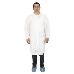 CANSAFE DLWH-2X-NP, WHITE LAB COAT 2XL NO POCKETS - (30/CS)W/ELASTIC WRIST 40GR DLWH-2X-NP