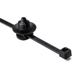 HELLERMANNTYTON 150-77940, CABLE TIE/FIR TREE MOUNT 2 PC - 6" L BLACK PA66HS 500/PKG 150-77940