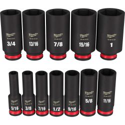 SOCKET-IMPACT SAE SET 12 PC 3/8" DRIVE DEEP