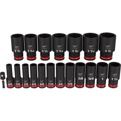 SOCKET-IMPACT SAE SET 19 PC 1/2" DRIVE DEEP