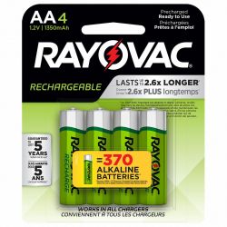 RECHARGEABLE,NIMH,AA BATTERY,PK4