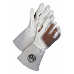 WELDING GLOVE WHT/BRN GOAT SKIN FIRE RESISTANT LINED LARGE