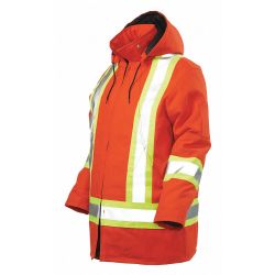 HI-VIS PARKA WITH HOOD,ORANGE, LARGE