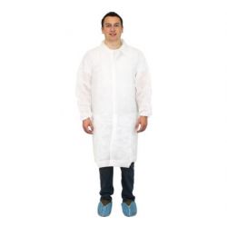 WHITE LAB COAT 4XL NO POCKET (30/CS) W/ELASTIC WRITSTS 40G