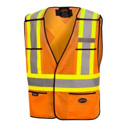 TRAFFIC-VEST HI-VIZ ORANGE 5PT TEAR-AWAY 4 POCKET