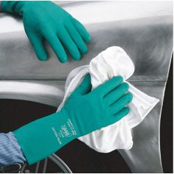 SHOWA 730-10, GLOVE-NITRILE GREEN - 12" FLOCK LINED SIZE 10 730-10