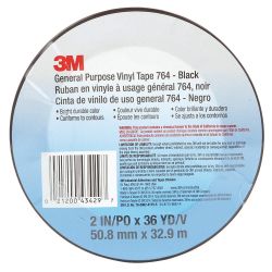 3M 764-2X36BLK, TAPE-VINYL BLACK - 2" X 36 YD (48 MM) 764-2X36BLK