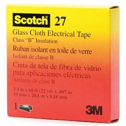 3M SCOTCH 27-12X66, TAPE-GLASS CLOTH WHITE - 1/2" X 66 FT 3M 27-12X66