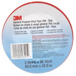 3M 764-2X36RED, TAPE-VINYL RED - 2" X 36 YD 764-2X36RED