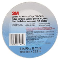 3M 764-2X36WHT, TAPE-VINYL WHITE - 48MM X 36 YD (2" ) 764-2X36WHT