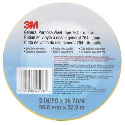 3M 764-2X36YLW, TAPE-VINYL YELLOW - 2" X 36 YD (2" ) 764-2X36YLW