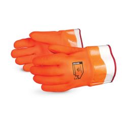 SUPERIOR GLOVE NS300B, GLOVE-PVC DIPPED OIL RESISTANT - WINTER SAFTYCUFF LINED ORANGE NS300B