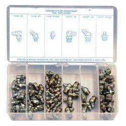 PRECISION BRAND 12945, GREASE FITTING ASSORTMENT - 90 PCS IN PLASTIC KIT BOX 12945