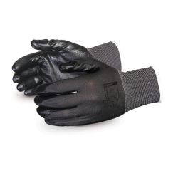 SUPERIOR GLOVE SN15NT8, GLOVE-NITRILE PALM COATED BLK - NYLON SEAMLESS LINER SIZE 8 SN15NT8