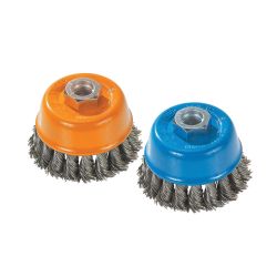 WALTER SURFACE TECHNOLOGIES 13F304, WIRE CUP BRUSH 3" DIA - .015 KNOTTED 5/8-11 ARBOR 13F304