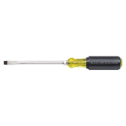KLEIN TOOLS 602-4, SCREWDRIVER- RD SHANK SLOT - 1/4 X 4 CUSHION GRIP 602-4