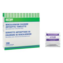 SAFECROSS FIRST AID 06061, ANTISEPTIC TOWELETTES - 100/BX 06061