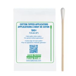 SAFECROSS FIRST AID 20139, Q-TIP WOOD SWAB 3" - SINGLE END 100/BX 20139