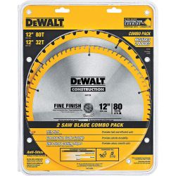 DEWALT DW3128P5, BLADE-MITER COMBO PACK 12" - 32T GEN PURPOSE & 80T FINE CUT DW3128P5
