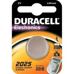 DURACELL DL2025BPK, BATTERY-LITHIUM 3 VOLT - CARDED .787 DIA X .098 HIGH DL2025BPK