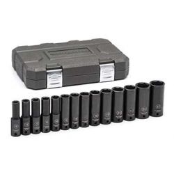 APEX 84955N, SOCKET SET-METRIC 14 PC - 1/2 DR 6PT DEEP IMPACT 84955N
