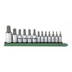 APEX 80725, HEX BIT SOCKET SET-TORX 13PC - 1/4", 3/8" & 1/2"DR TP T7-T60 80725