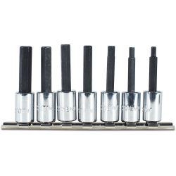 PROTO J4990-SMA, METRIC HEX BIT SET - 7 PC. - 3/8 DR. 4-10MM C/W SOCKET BAR J4990-SMA