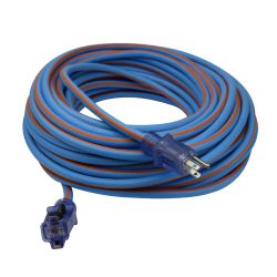 EXTENSION CORD 12/3 X 100 FT ALL WEATHER BLUE/ORANGE SJEW